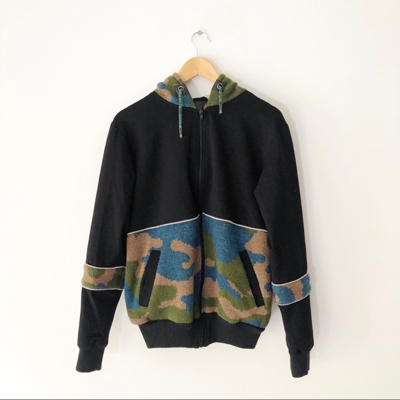 Knit Camo Patchwork Hoodie - Picture 1 of 6